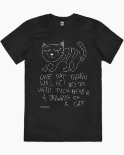 Drawing Of A Cat T-Shirt -Threadheads Clothing black Drawing Of A Cat mens tshirt