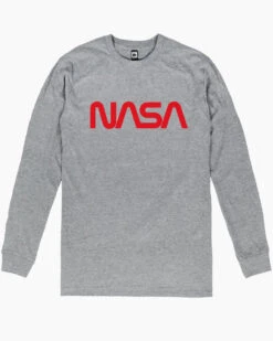 NASA Logotype Long Sleeve 14 NASA Logotype Long Sleeve -Threadheads Clothing grey nasa logotype mens long sleeve