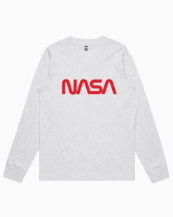 NASA Logotype Long Sleeve 15 NASA Logotype Long Sleeve -Threadheads Clothing grey nasa logotype womens long sleeve