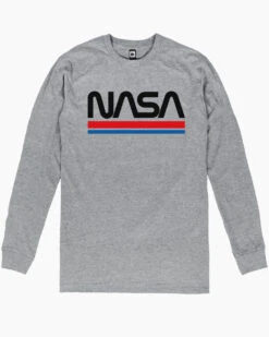 NASA Stripes Long Sleeve -Threadheads Clothing grey nasa stripes mens long sleeve
