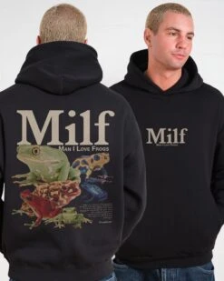 Man I Love Frogs Front And Back Hoodie -Threadheads Clothing man i love frogs black hoodie model front and back