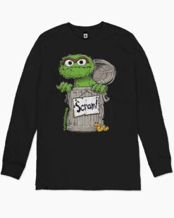 Sesame Street Oscar Scram Long Sleeve -Threadheads Clothing men long sleeve black mens long sleeve b422353e 31c2 4ba8 990d c239941de886