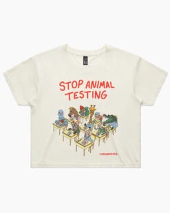 Stop Animal Testing Crop Tee -Threadheads Clothing natural stop animal testing crop tee