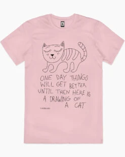 Drawing Of A Cat T-Shirt -Threadheads Clothing pink Drawing Of A Cat mens tshirt