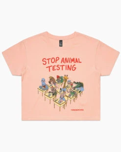 Stop Animal Testing Crop Tee -Threadheads Clothing pink stop animal testing crop tee