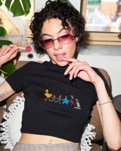 Sesame Street Walk With Me Baby Tee -Threadheads Clothing walk with me black model
