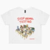 Stop Animal Testing Crop Tee -Threadheads Clothing white stop animal testing crop tee